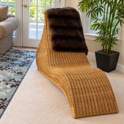 Wicker Rattan Chaise Lounge Chair