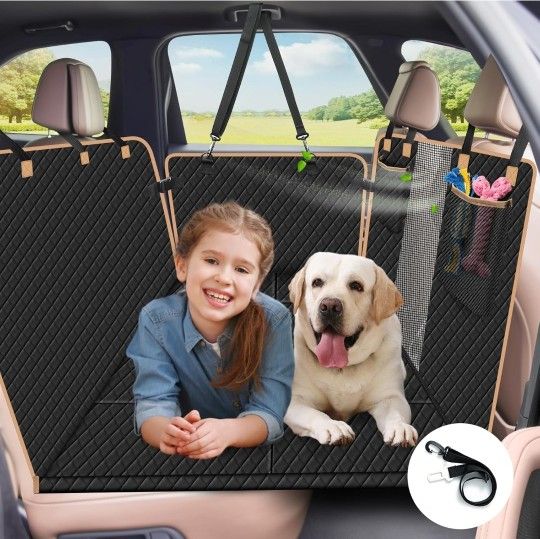 Dog Car Seat Cover with Hard Bottom, Dog Back Seat Extender for Dogs