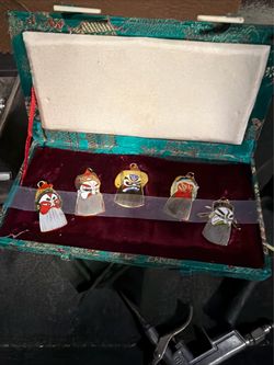 Chinese Opera Mask Enamel Pendant Set of 5