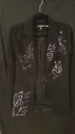 Karl Lagerfeld Paris Black Blazer with Sketch Print