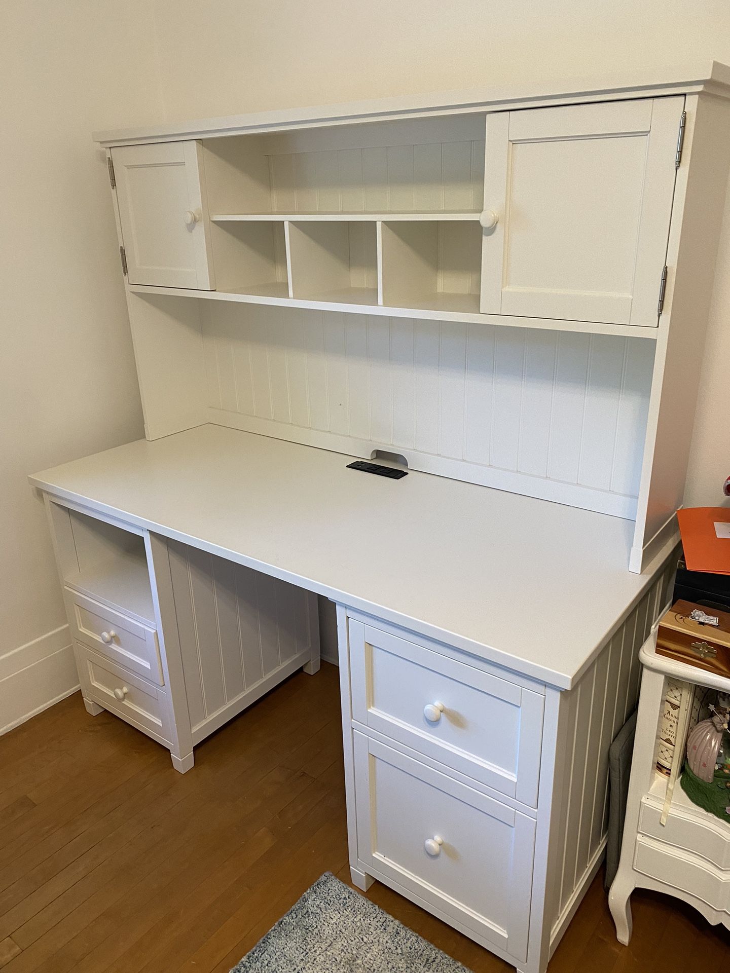 Pottery Barn Beadboard Smart Storage Hutch Desk
