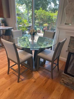 Modern Round Glass Dining Table Set