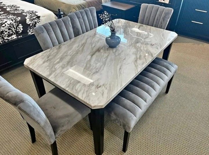 5PC Marble top Dining table set