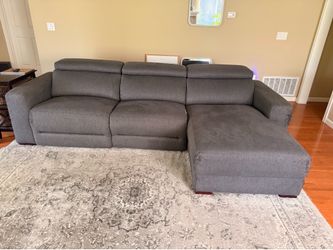 Dark grey couch with electric recline