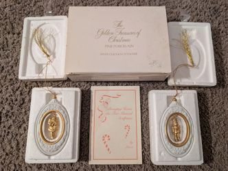 Vintage 1994 Lenox Bringing Home The Tree Ornament Set Santa Nutcracker Box