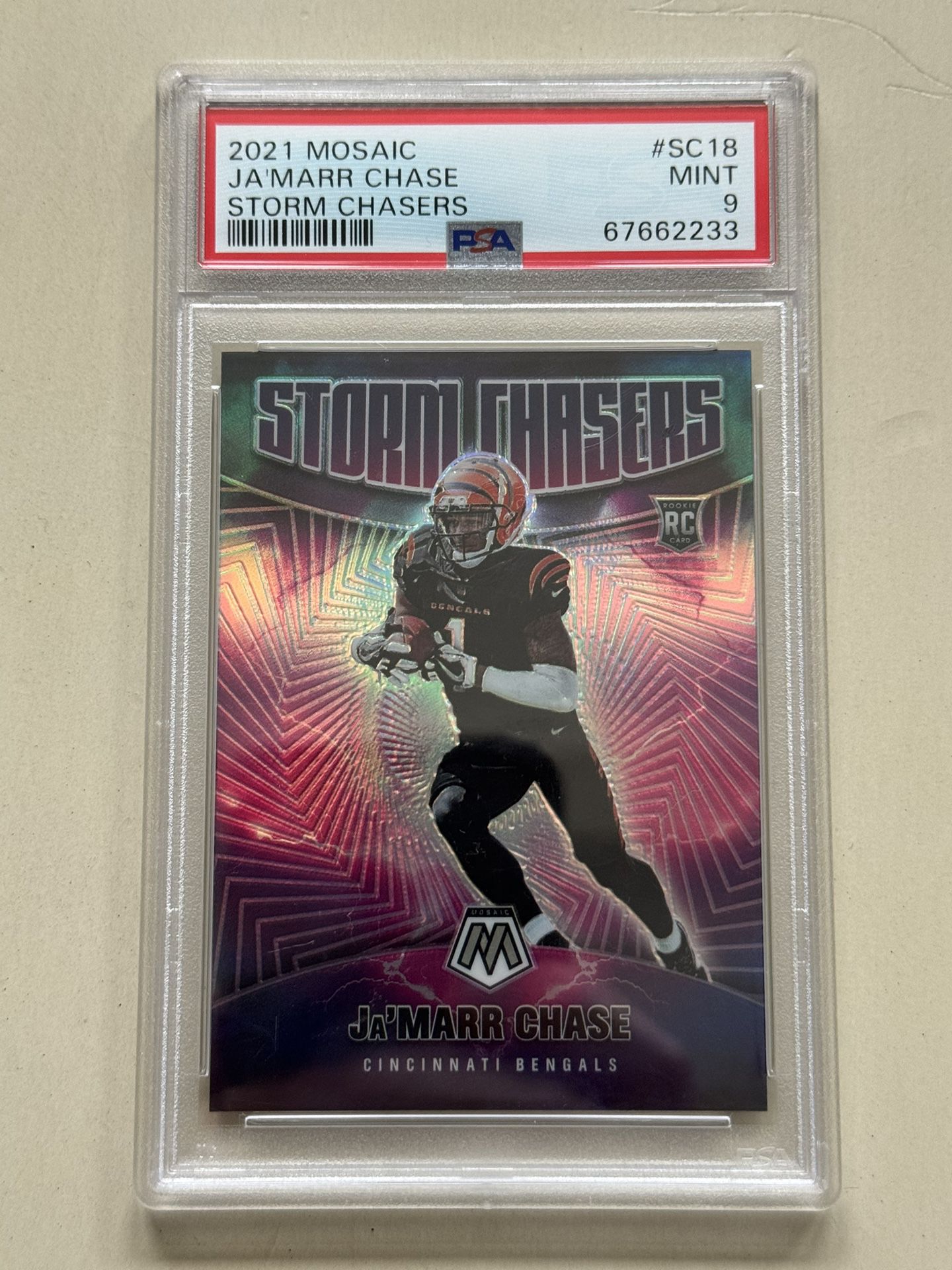 2021 Mosaic Ja’Marr Chase Storm Chasers #SC18 PSA 9 Bengals