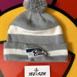 Grey Seattle Seahawks beanie with pom pom lightly used 