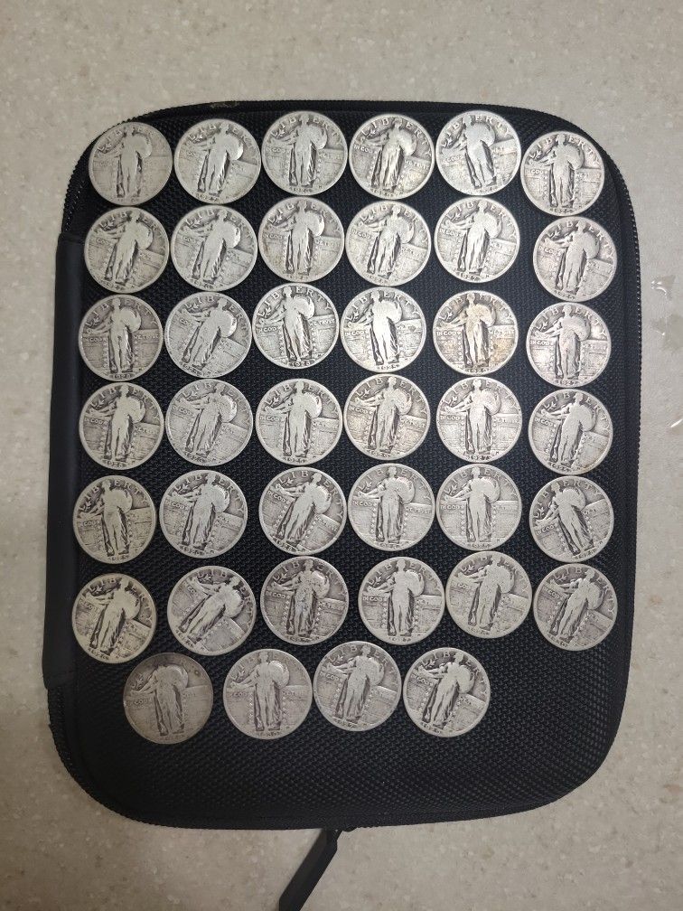 Roll Of Standing Liberty Silver Quarters With Dates 