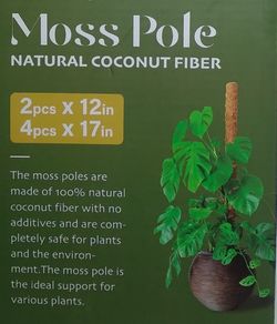 Moss Poles 6 Pole Types 12" & 17" With Ties NATURAL Coconut Fiber - New