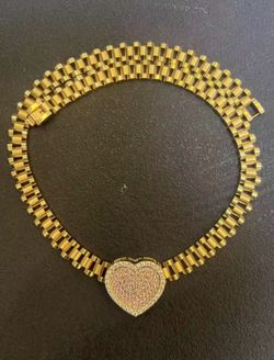 Gold Plated Rolex w/ Heart Pendent