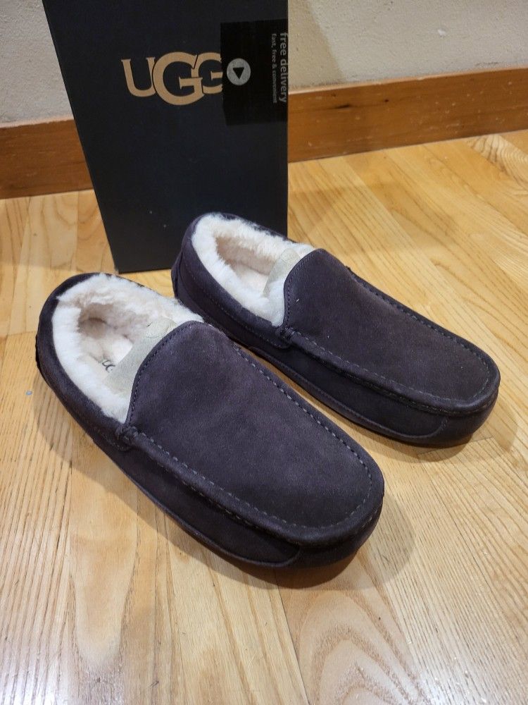 Men’s UGG Ascot Slippers Loafers Size 7 Chocolate Brown Espresso Hard Bottom