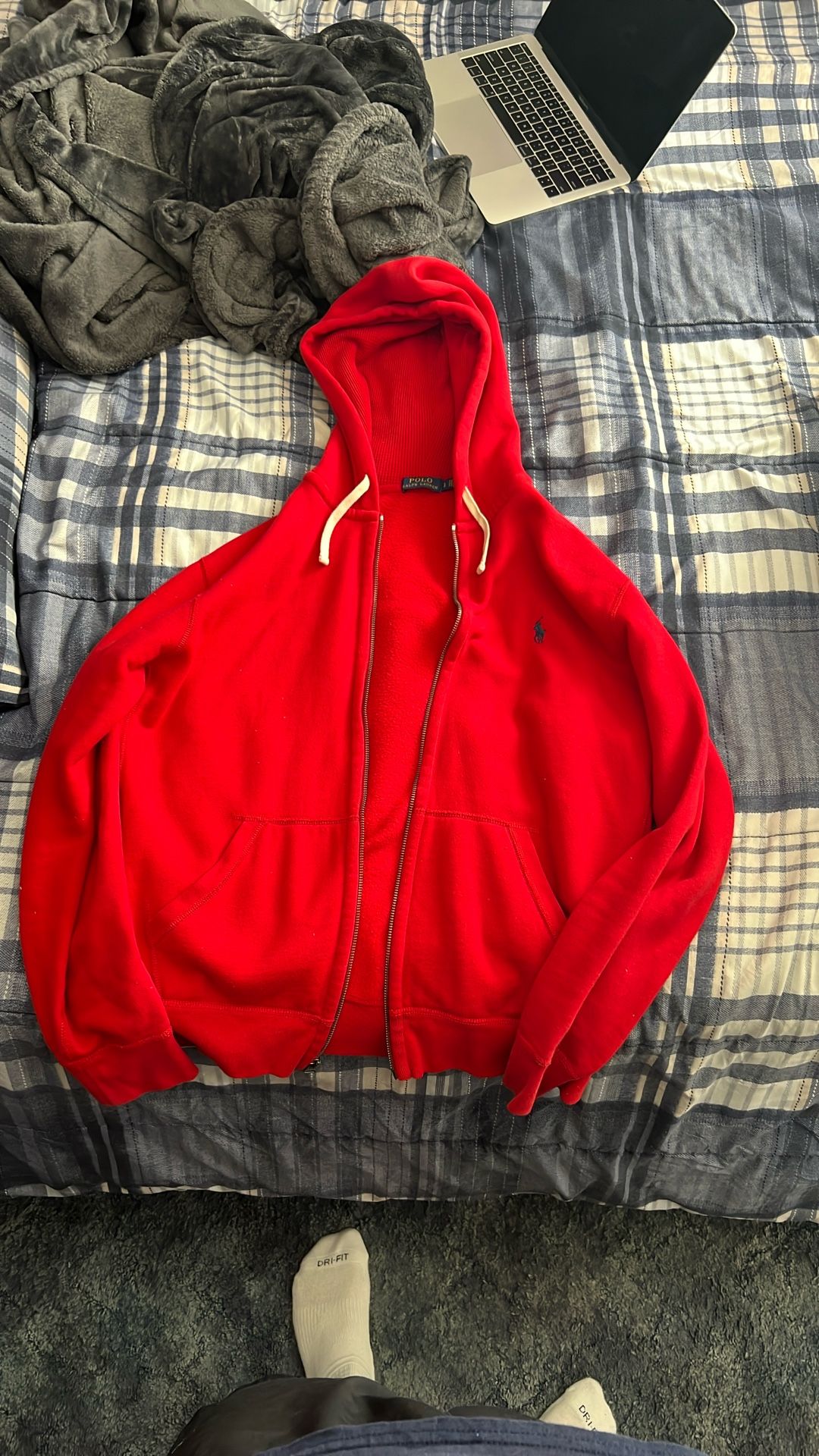 Large Red Polo Ralph Lauren Zip Up Sweater/Hoodie