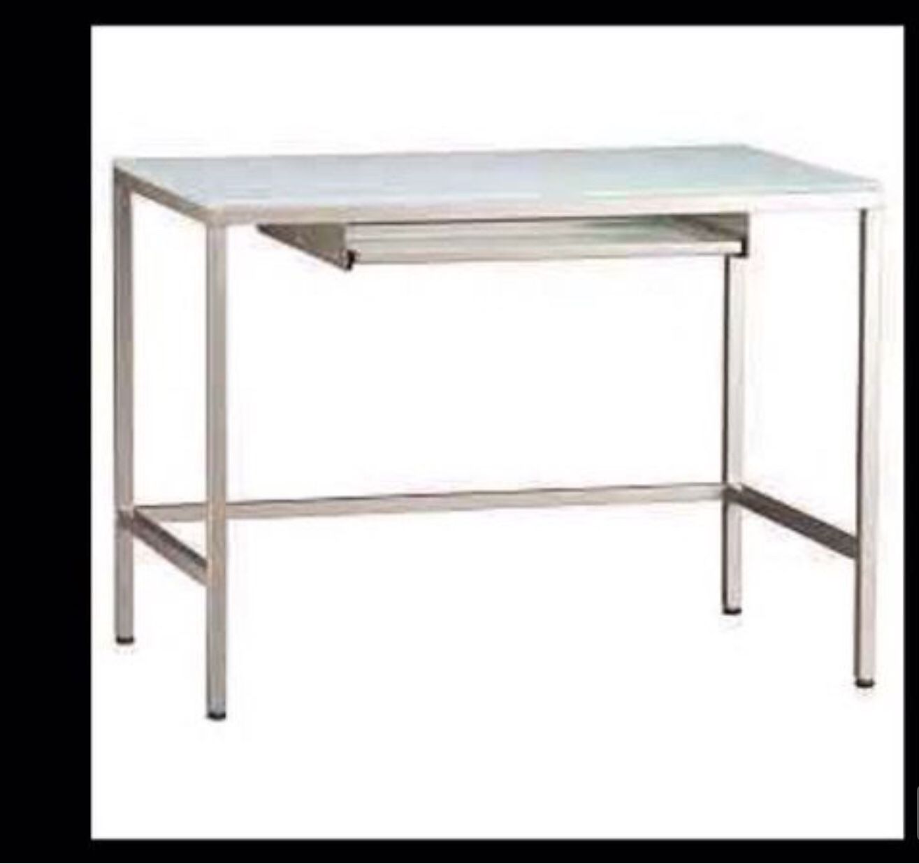 CB2 Trig Desk Metal Legs Frosted Top RARE Desk No Longer Available In Stores