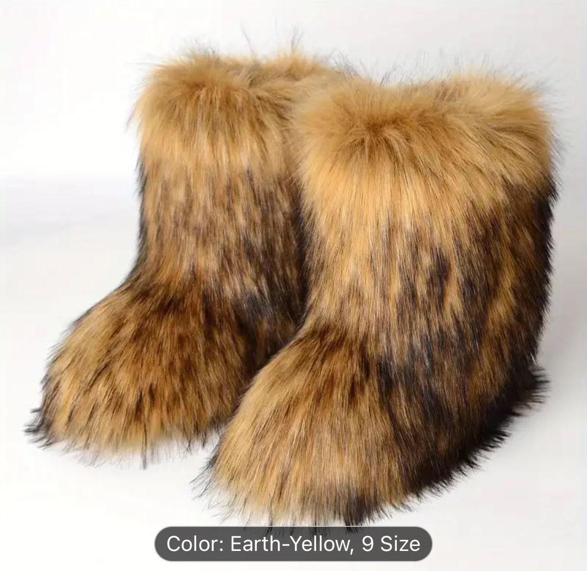 Women's Fluffy Furry Chelsea Snow Boots: Fashionable Winter Mid-Calf Slip-On, Warm, Flat Heel Outdoor Shoes