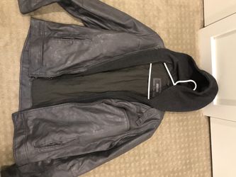 Kenneth Cole leather hooded jacket