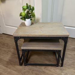 NEED GONE Vintage Wood and Metal nesting table side table coffee table