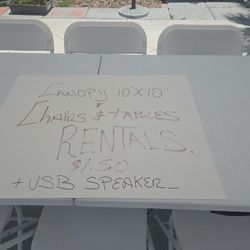 Chairs  $1.25 ,Tables $6.