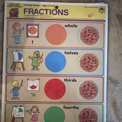 Fractions: Vintage Golden Step Ahead Fractions Learning Board–1985 – Western Publishing – FACTORY SEALED!