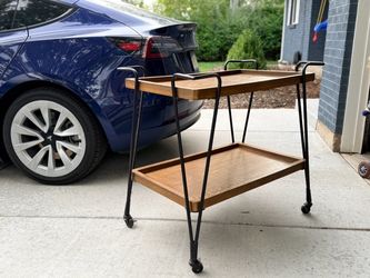 Two-Tier Wood and Metal Bar Cart