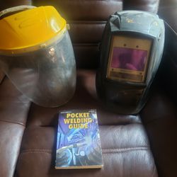 2 welding mask and book. Black mask is a miller digital elite. Make offer for all. 