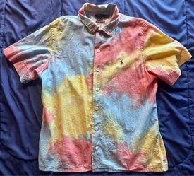Polo by Ralph Lauren Men's Multicolor Pastel Tie-Dye Button-Down Shirt
