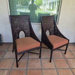 John McGuire - Tall Tobacco Caned Arm Chairs - Pair (MCM262 - 2)