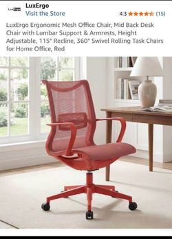 Red LuxErgo Ergonomic Mesh Office Chair