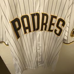 Padres Home White Pinstripes 