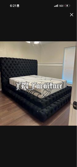 New queen bed frame with mattress