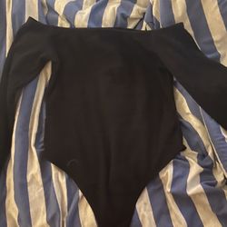 Black Shoulder Free Bodysuit