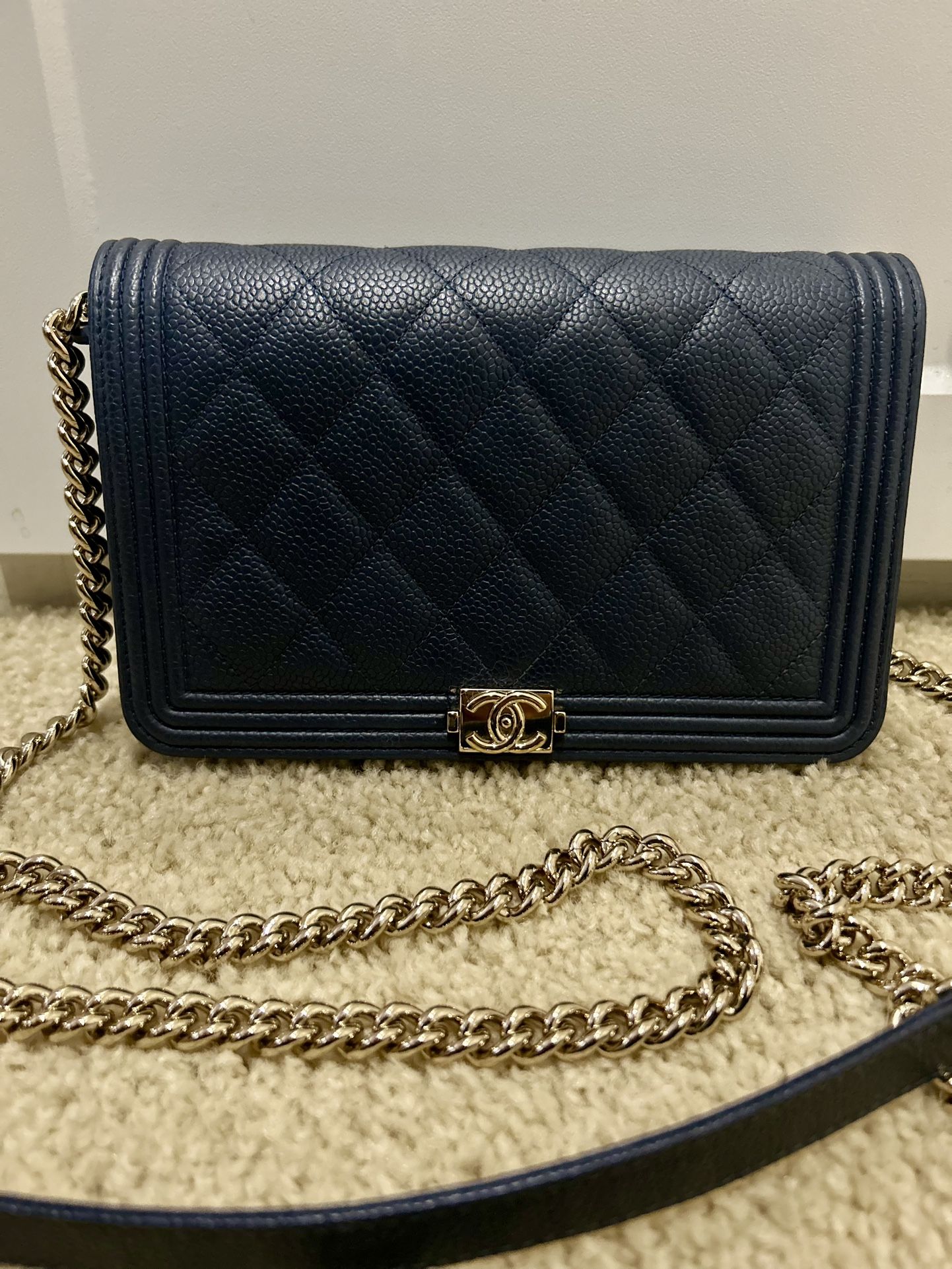 Authentic Chanel Boy Wallet On Chain