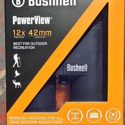 Bushnell Powerview Binoculars 12x42mm Carry Case, Harness, Lens Cloth Brand New