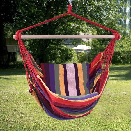 Hammock Rope Chair Patio Porch Yard Tree Hanging Air Swing Red