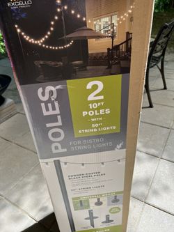 NEW Excello String Lights And Poles 10ft 50ft Lights