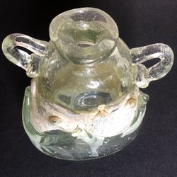 Vintage Double Handled Vase ~ Original Signed Robin Mix Famous Blown Glass 1971 ~ One of His First Pieces