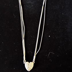 Silver Overlay Magnetic Heart Necklace