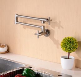 HANEBATH Brass Wall Mount Pot Filler Kitchen Sink Faucet, Brushed Nickel. Brand new