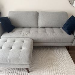 Ginger Grey Sofa 79" With Matching Ottoman