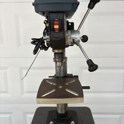 Ryobi Bench Top 10" Drill Press—DP 101–Like New, Custom Rolling Stand, 1/4 HP, 3 Amp, 5 Spindle Speeds,