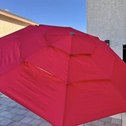 10FT Red Patio Umbrella with Tilt – $45 FIRM ☀️❤️  📍 Pickup: South Durango & 215 — near IKEA 💵 $45 FIRM  Beautiful 10-foot red patio umbrella with a