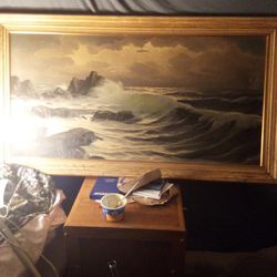 Antique Wave Oil Painting 4" By 2"