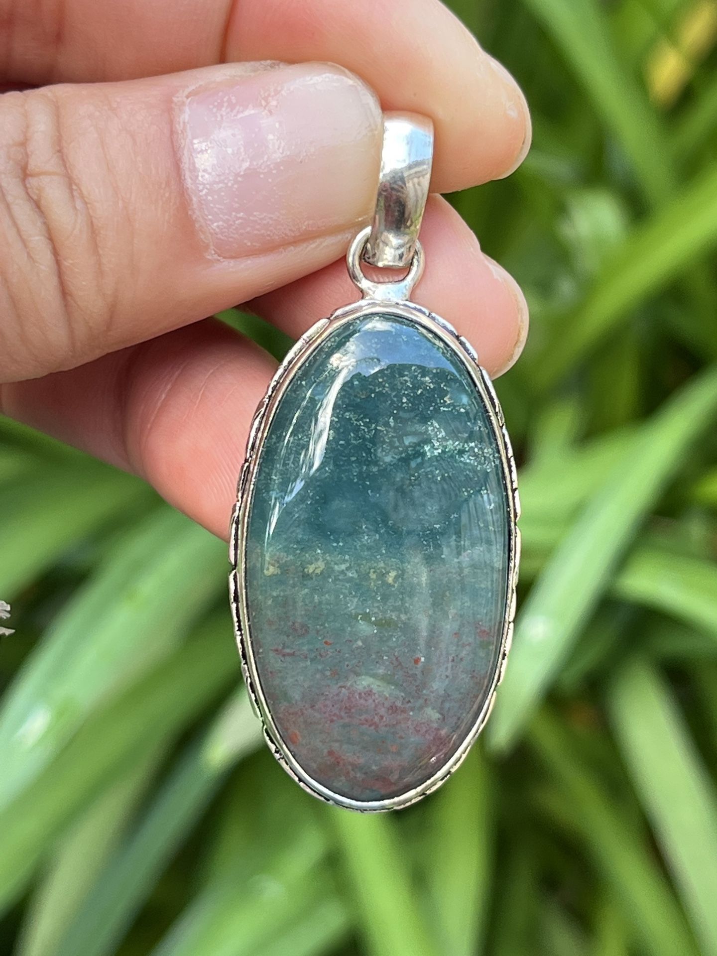 Silver Plated Blood Stone Pendant