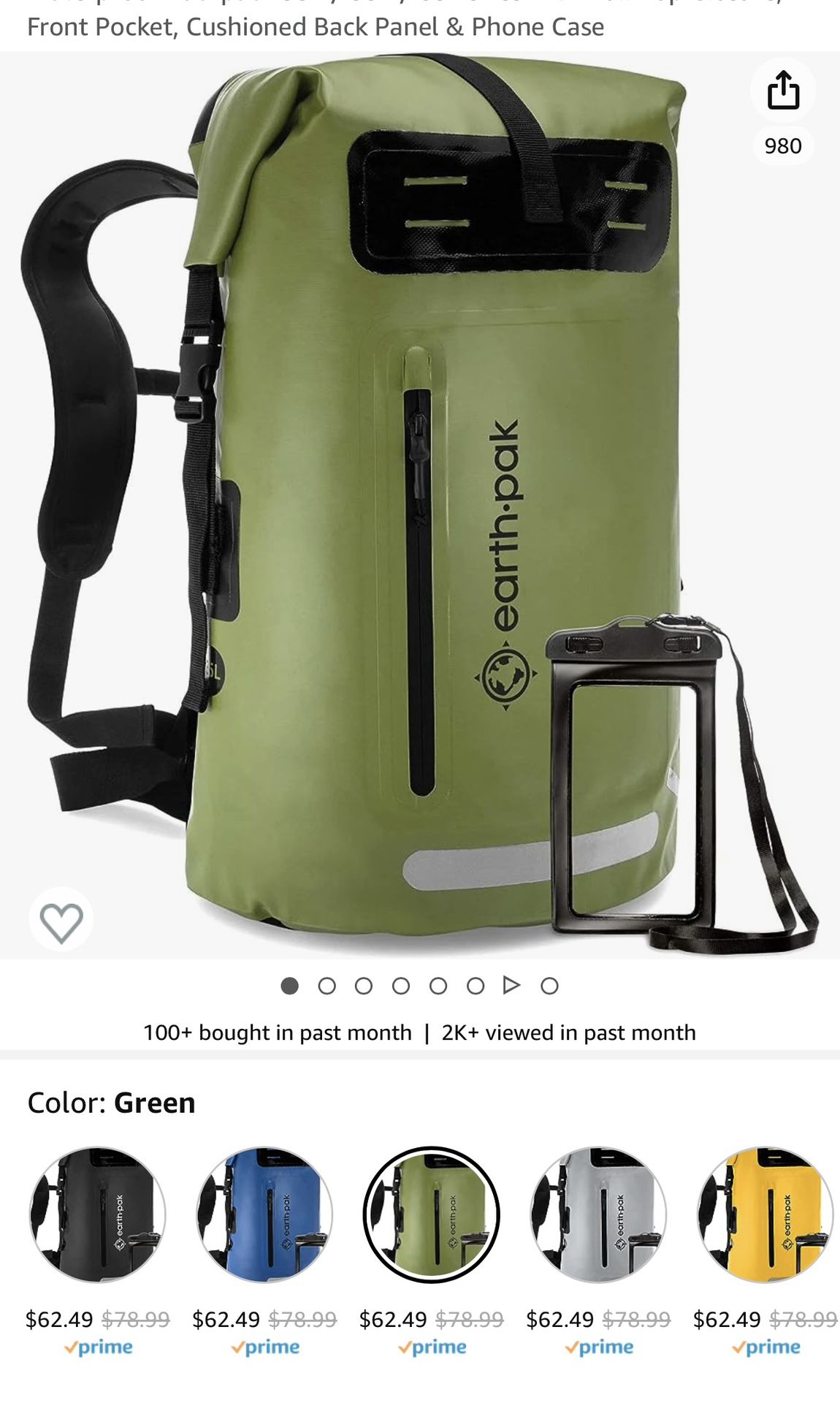 30L Earth Pak Dry Backpack And Phone Case