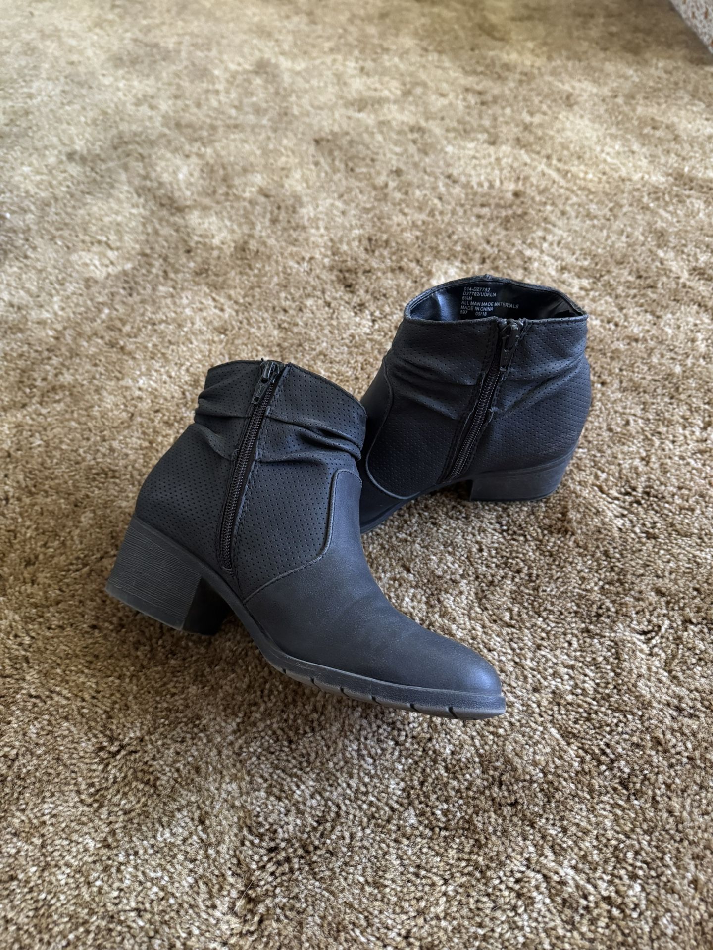 Black ankle boots with zipper closure; perfect condition, worn twice