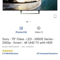 75" Sony HDR 