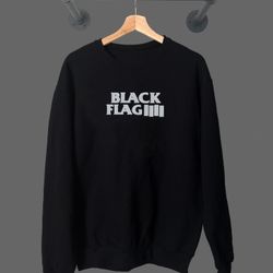 Black Flag Punk Rock Band Music Embroidery Crewneck Sweatshirt  