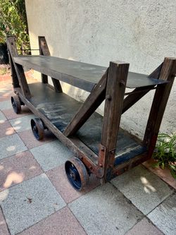 Industrial furniture cart side table