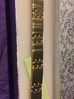 Yellow gold ion plated stainless steel bracelet