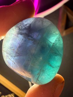 Rainbow Fluorite Polished Palm Stone Crystal