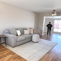 Couch Sofa With Pillows And Ottoman 